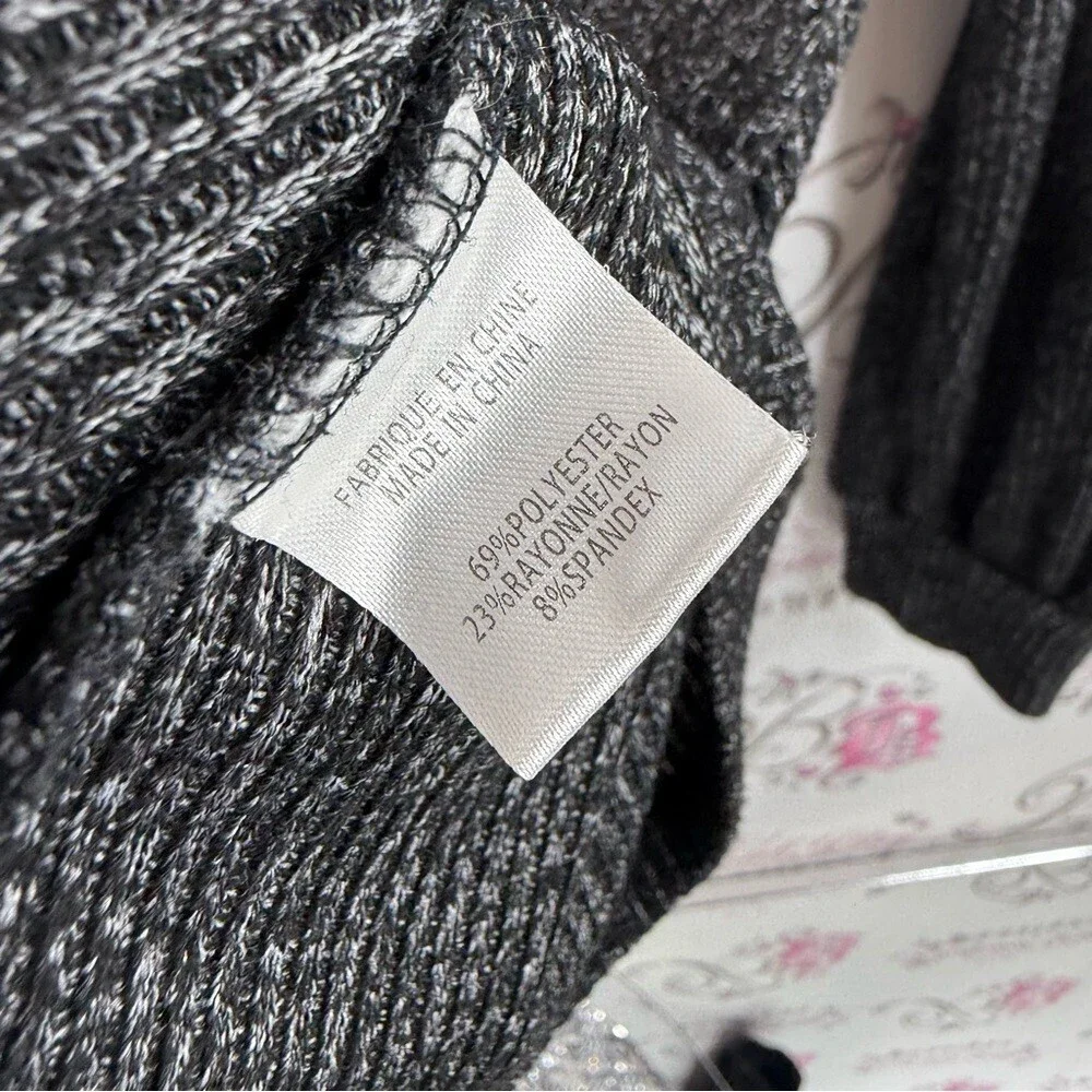 Lily Morgan shirt knit style heathered Black Long Sleeve Knit Top flowy
